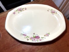 Homer Laughlin Yellowstone Platter J145 Pink Roses 14 3/4"