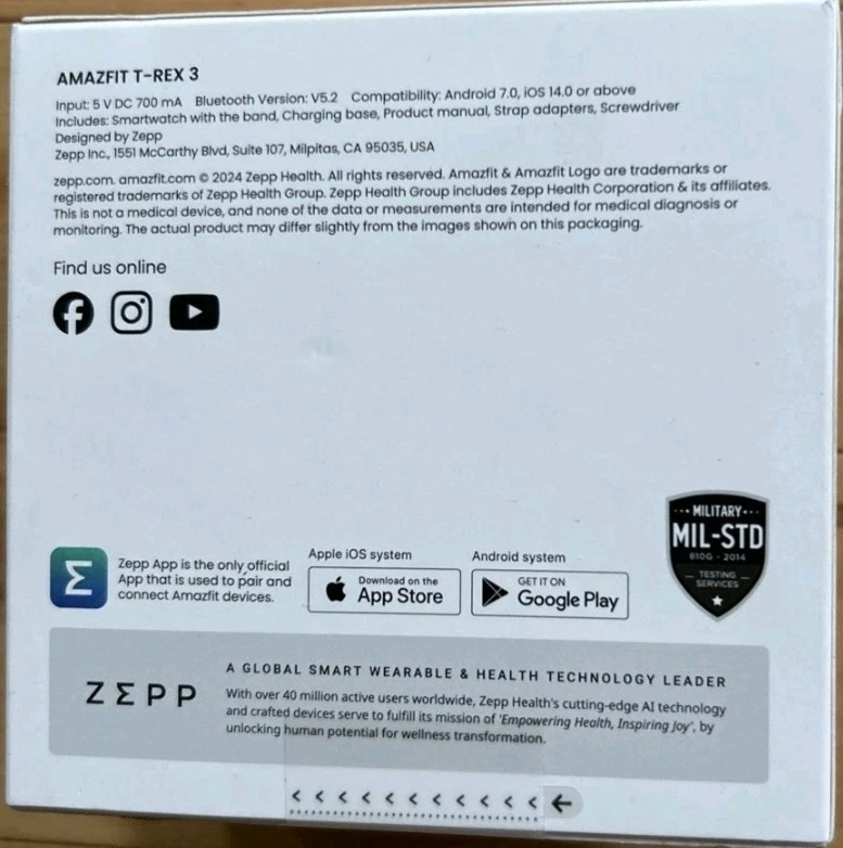 Amazfit T-Rex 3 - 48.5mm Fitness Smart Watch w/ Voice Control (Onyx) BRAND NEW! - Image 3 of 4