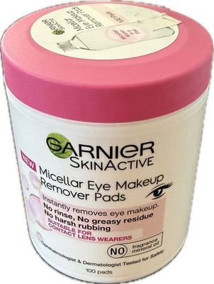 1 x Garnier Micellar Eye Makeup Remover Pads No Fragrance No Mineral Oil 100ct