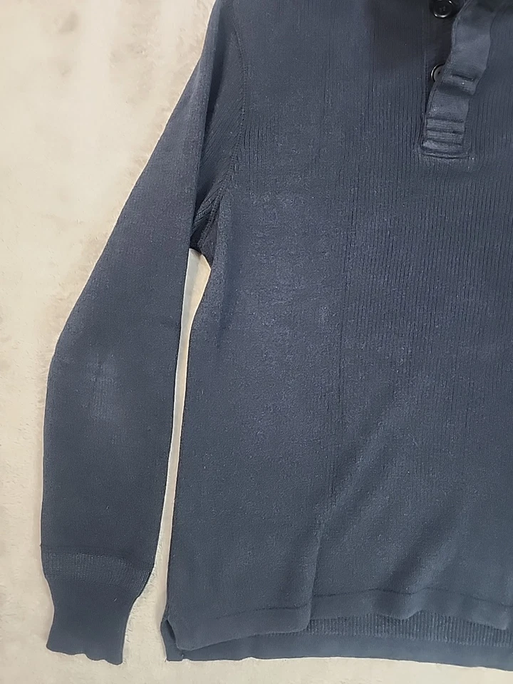 Suéter Relwen Para Hombres M 1/4 Cuello Simulado Azul Marino Foto 3 de 4