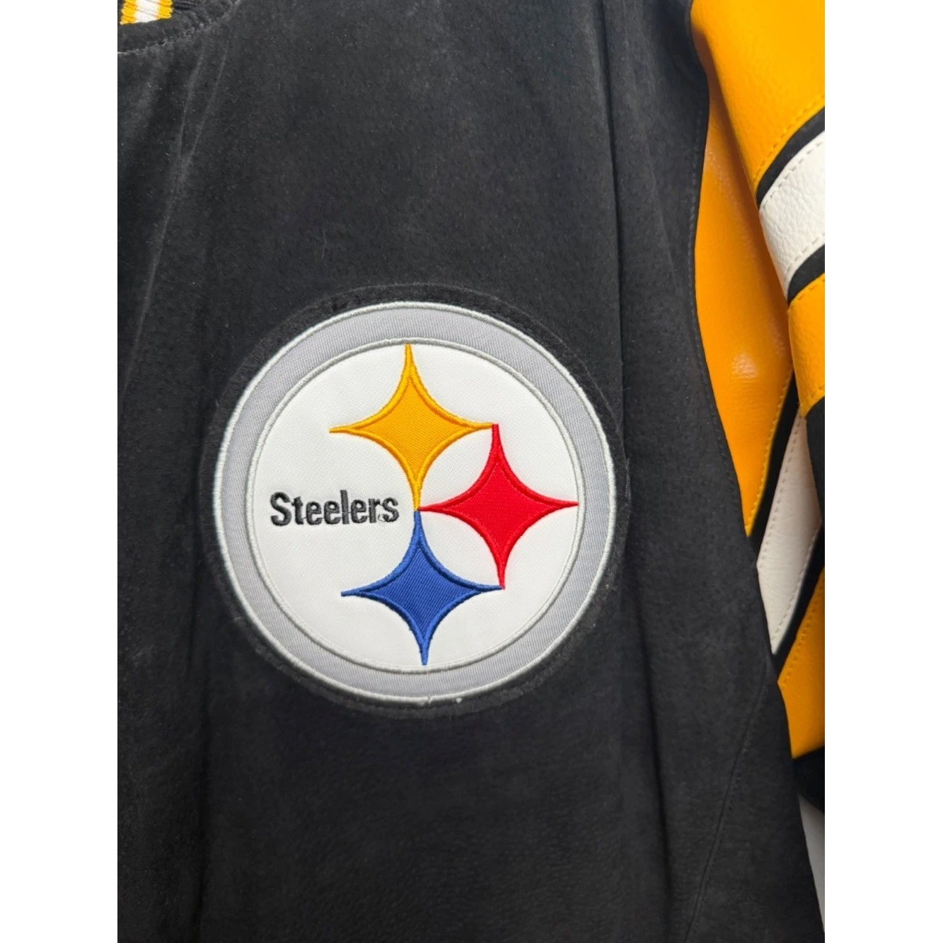 NFL Pittsburgh Steelers Suede Varsity Jacket NWT XL Vintage Style Streetwear - product detail image 5