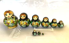 Matryoshka Mini Doll Set of 9, VTG Authentic Handiwork, H2", D1.7"