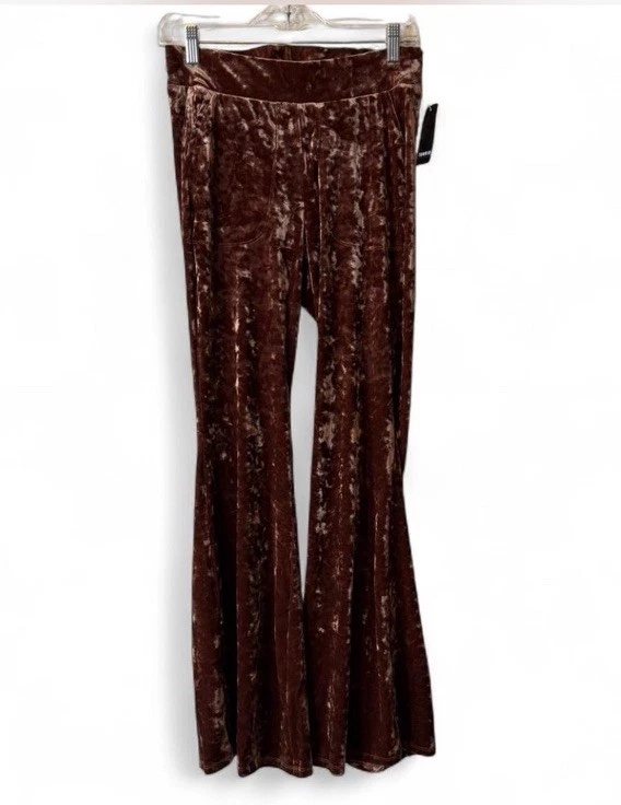 Torrid Brown Crushed Velvet Flare Pants, Women’s Size 0X - Image 3 of 4