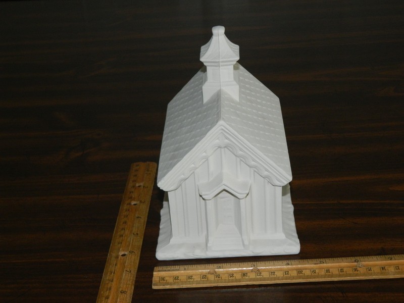 Vintage 1979 BYRON MOLDS Christmas Village Church Town Hall Ready To Paint