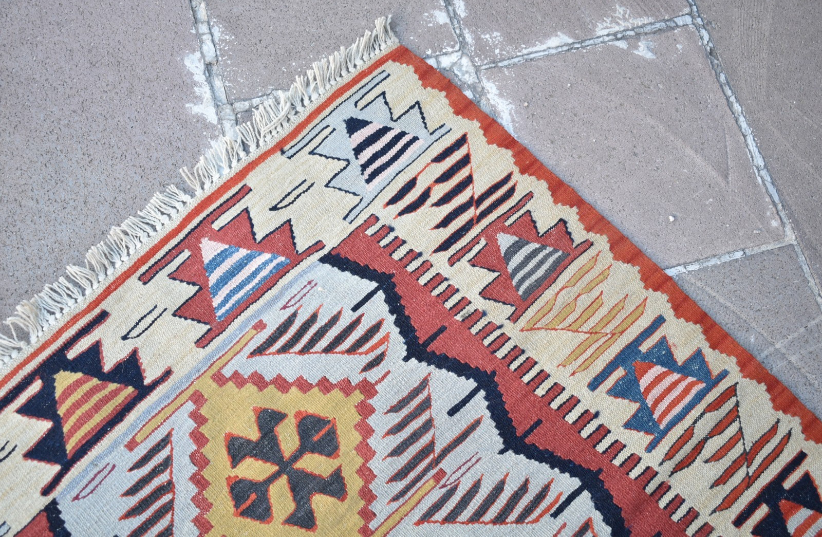 Turkish Rug 37'' x 44'' Vintage Anatolian Oushak Wool Rug Natural Color Wool Rug