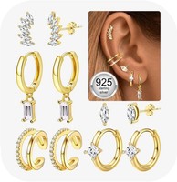 Ohrringe Silber 925 14 Karat Vergoldet Hypoallergen Zirkonia Set FüR Damen
