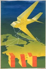 SAM Italian Aviation Travel Art Poster by Udila 1929 Vintage Print Rome