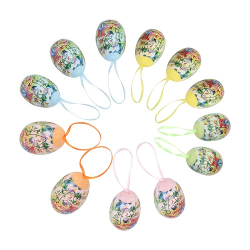 12Pcs Easter Egg Toy Colorful Easter Egg Decoration Hand-painted Decor Kids Toy - Imagen 7 de 12