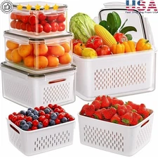 BPA Free Airtight Food Storage Containers Set Stackable Fresh Produce Keeper New