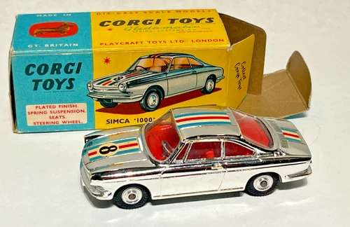 Vintage Corgi Toys Simca 1000 Competition Rally Car Model No. 315 Chrome #8