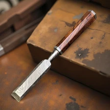 30mm Damascus Steel Chisel | Handmade Woodworking Carving Joinery Tool | Jayger