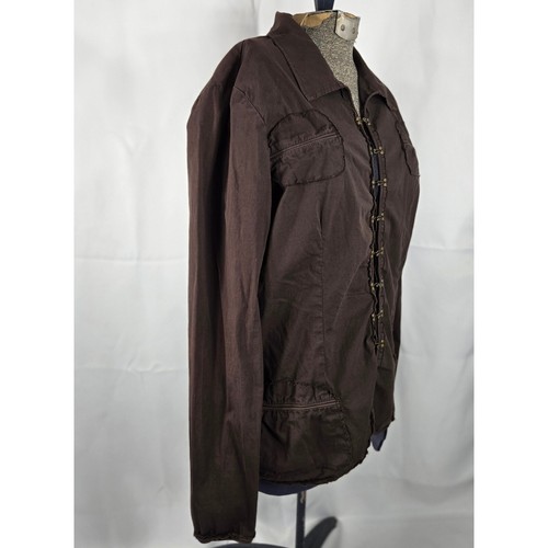 XCVI Wearables Jacket Military Style Hook & Eye Closure Brown Made in USA M Boho - Picture 3 of 9