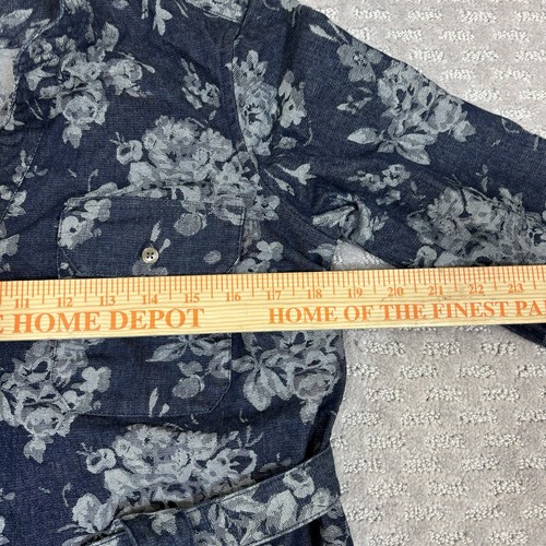 Gap Maternity Denim Dress Blue White Floral Button Down Tie Waist Size Small - Picture 3 of 7