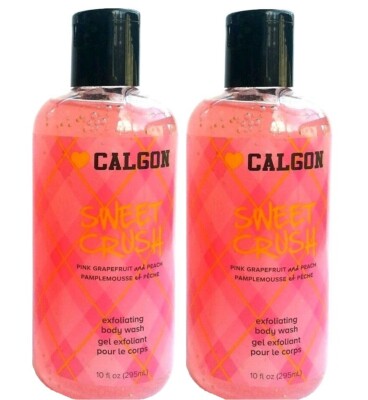 2 CALGON SWEET CRUSH PINK GRAPEFRUIT & PEACH EXFOLIATING BODY WASH FREE SHIPPING