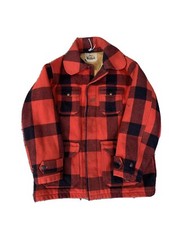Vintage Woolrich mackinaw Jacket Coat Buffalo Plaid Size 40 VTG 70s Heavy
