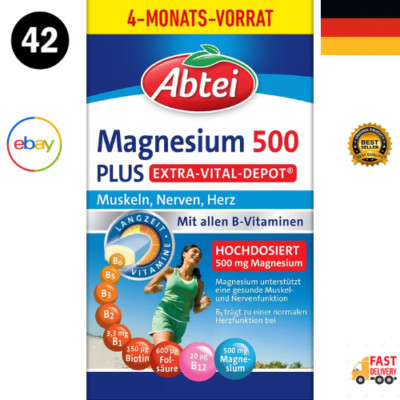 Abtei Magnesium 500 Plus Extra-Vital-Depot Hochdosiert B-Vitamine 42 Tabletten