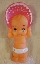 Vintage Kewpie Doll In A Pink Bonnet Squeaky Toy