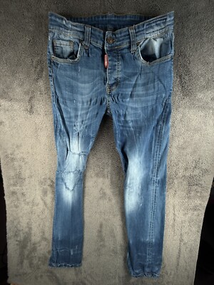 Dsquared2 Jeans Men Denim Urban Blue Cotton Biker Distressed Button Fly Pockets