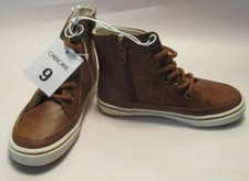 New Cherokee Haywood Toddler Boy 9M 6 3/4" long Brown Zip Up High Top Sneakers