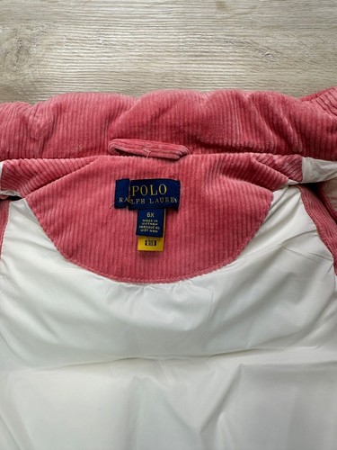 NWOT Polo Ralph Lauren Girls Vest Pink 6X Stretch Corduroy Down Puffer - Picture 4 of 7