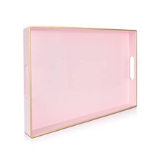 Pink Serving Tray 15.7x10.2 inch Handles Rectangle Ottoman Coffee Table Decor