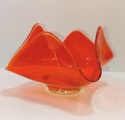 Mid Century Modern Viking Art Glass - Persimmon Handkerchief Art Glass - Origin - Picture 2 of 8