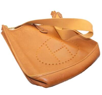 Authentic! Hermes Evelyne Brown Epsom Leather GM Handbag Purse