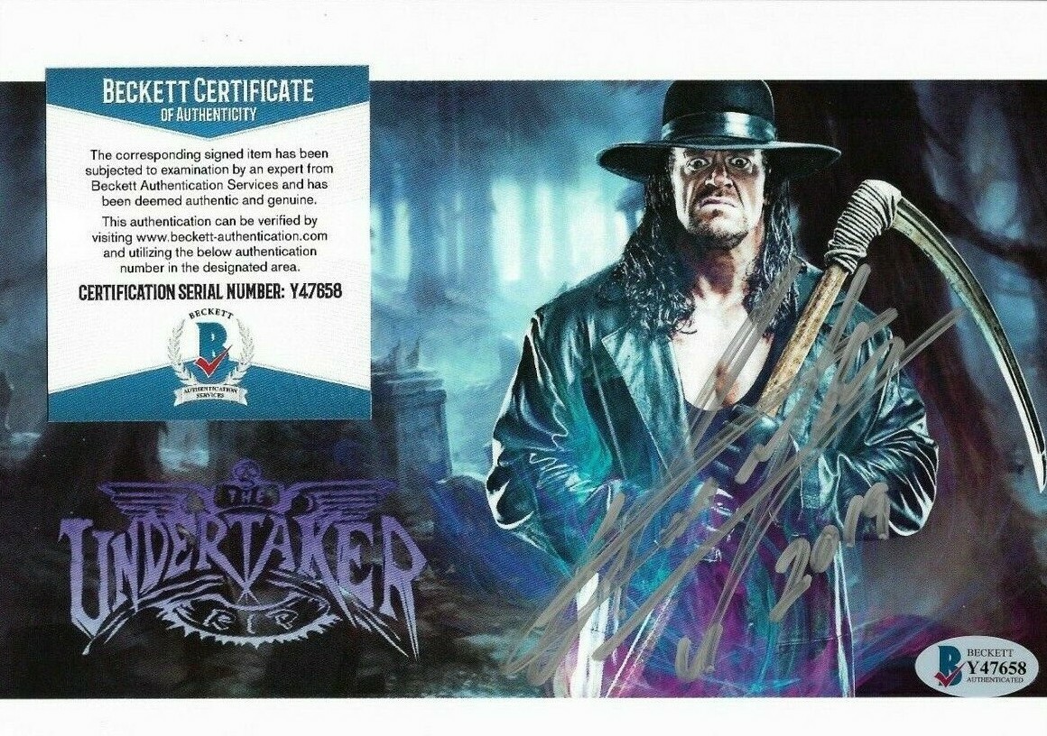WWE THE UNDERTAKER SIGNED 6X9 AUTOGRAPHED PHOTO WITH BECKETT BAS