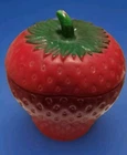 Vintage Fire King Antique Red Painted Milk Glass Strawberry Jelly Dish 4" Tall
