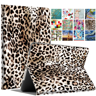 iPad 10.2'' 9 8 7 Gen 10.9 Pro 9.7 11 10.5 Dual Angle Stand Flip Cover Leopard
