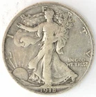 1918 S Walking Liberty Half Dollar US 90% Silver 50 Cent Coin San Francisco Mint