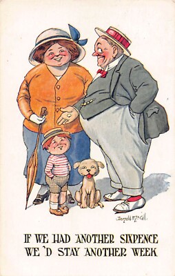 POSTKARTE DONALD MCGILL FAMILIENURLAUB SIXPENCE HAUT