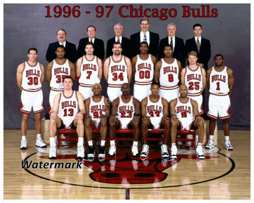 NBA 1996 - 97 Chicago Bulls Team photo couleur 8 x 10 photo - Photo 1 sur 1