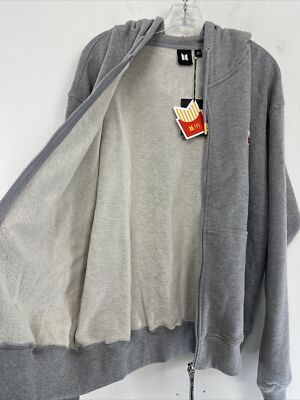 BTS×McD Logo Zip Up Hoodie (grey) BTS x MDBonalds Official Logo Zip Up Hoodie (Grey) – Kpop Omo