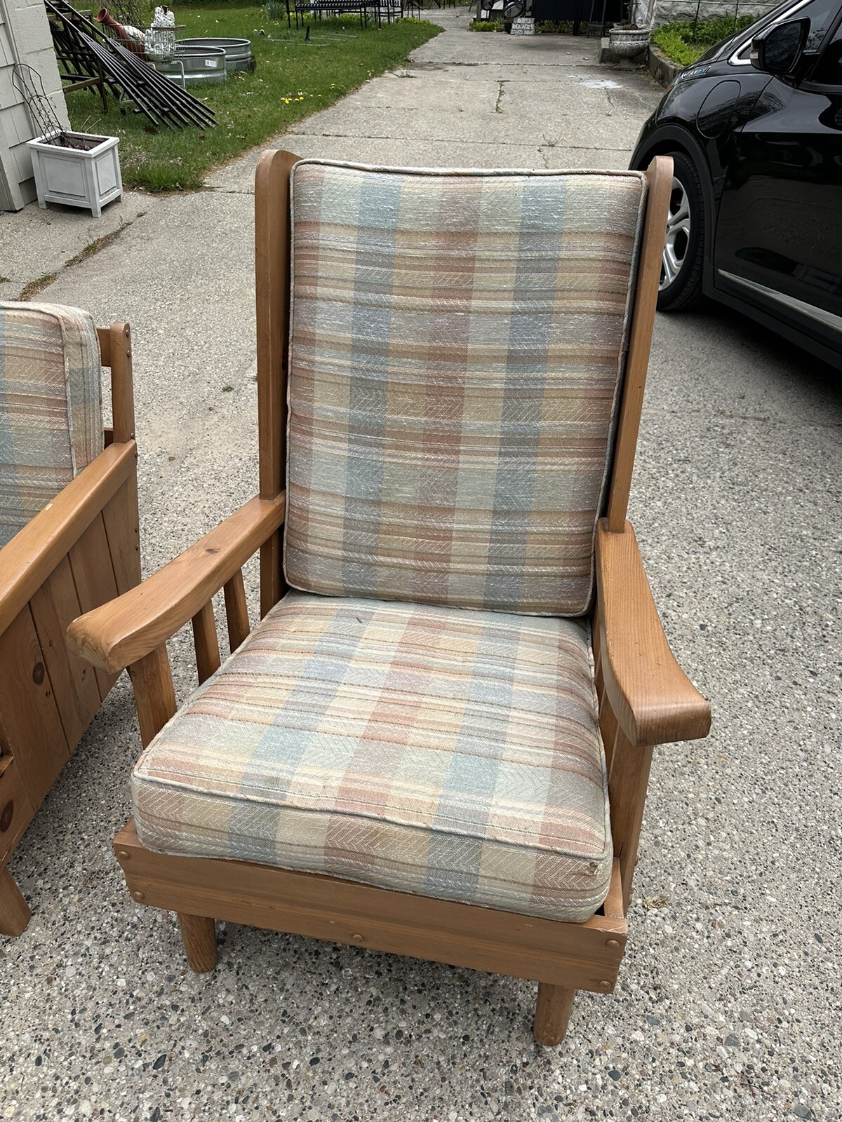 Vintage Habitant Knotty Pine Him & Hers Cabin Cottage Chairs Bay City