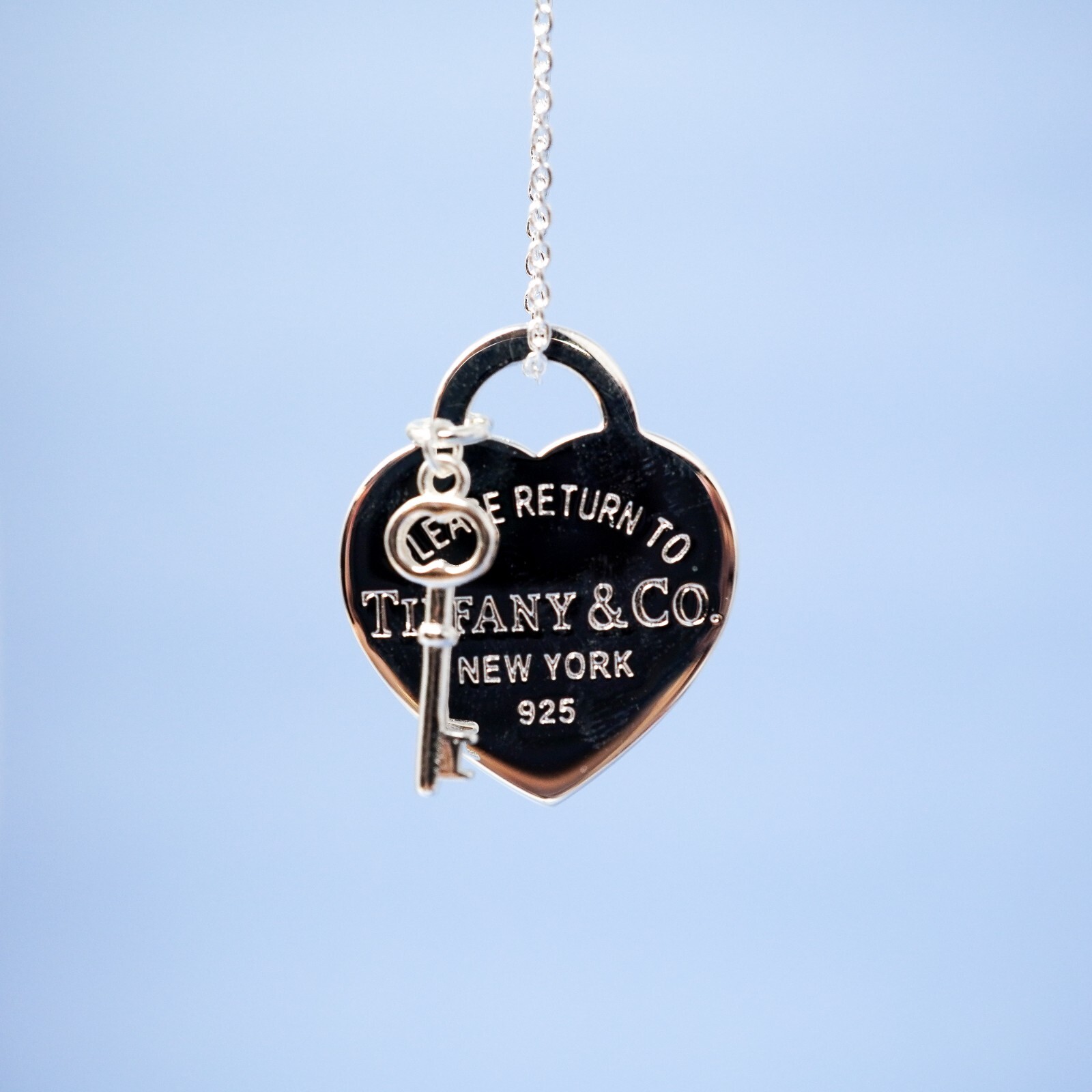 Tiffany Necklace Silver Plated Heart Tag Key Pendant With Gift Box  Set