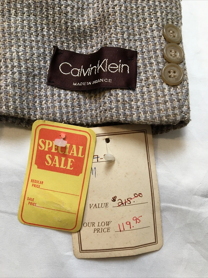 Chaqueta deportiva de tweed vintage de Calvin Klein para hombre talla 39L 1968-75 nueva con etiquetas Foto 4 de 4