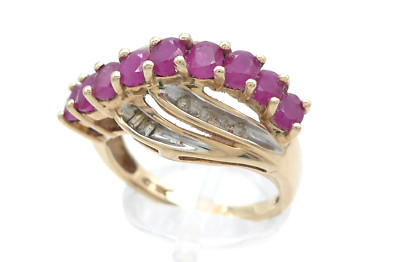 Größe 55 Ring 416 GOLD 10 Karat Gelbgold diamonds Diamanten Rubin bague G1332/25