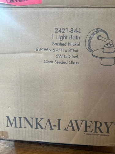 NEW Minka Lavery Beacon Avenue 6" Tall LED Bathroom Sconce with Seedy Glass Diff - Picture 2 of 5