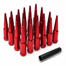 M12X1.5 Red Wheel Spike Lug Nuts, 24 PCS Lug ...
