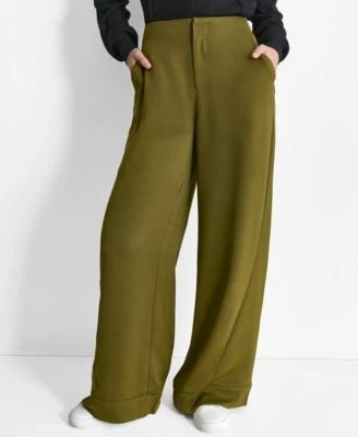 DKNY Womens Glazed High Rise Seame Dark Olive 755403515025 12 RT $99.0