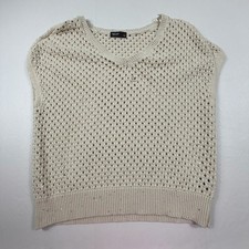 Cream Crochet Knit Sleeveless Sweater Vest 100 Cotton