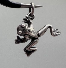 Frog 3D 925 Solid Sterling Silver Bracelet Charm Pendant Cute Toad Prince 3.57g