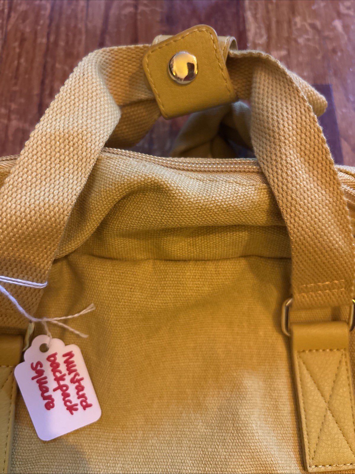 Mustard Yellow Medium Size Backpack Square Shape - image 3