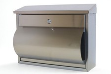 Moderner Edelstahl Briefkasten Wandbriefkasten mit Zeitungsfach XXL