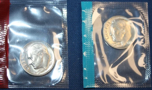 Gem BU 1969 P&D Roosevelt Dime dimes Mint Set Cello