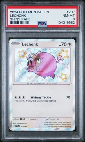 2024 POKEMON PAF EN-PALDEAN FATES SHINY RARE #207 LECHONK PSA 8