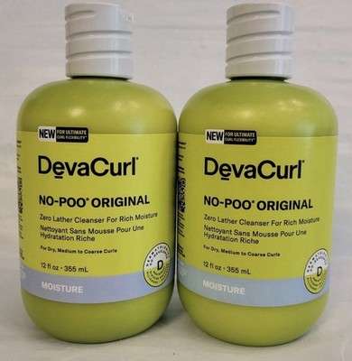 2x DevaCurl No Poo Original Zero Lather Cleanser 12 oz For Dry, Coarse Curls