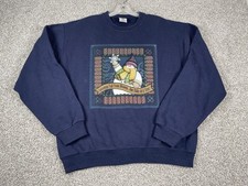 Vtg Jerzees Grandma Crewneck Sweatshirt Womens Medium Navy Blue Snowman Winter
