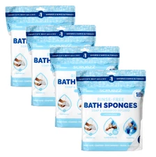 Scrubzz Rinse-Free Bath Sponges 4 Pack (100 Sheets) – Unscented No Rinse Wipes
